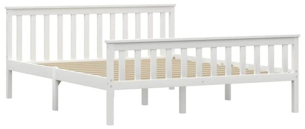 Bed Frame without Mattress White Solid Pinewood 160x200 cm