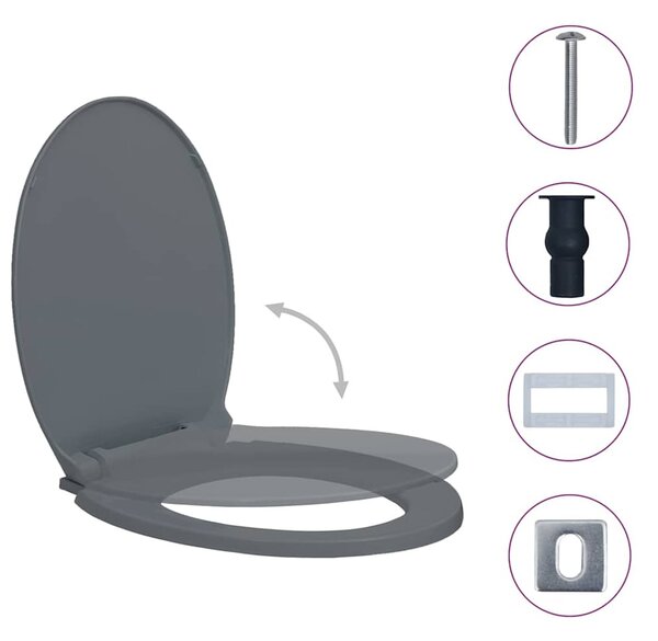 Irvine PP Oval Soft-Close Quick-Release Toilet Seat - Grey