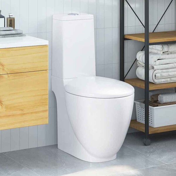 Adel White Close Coupled Toilet With Horizontal Outlet - Soft Close Seat