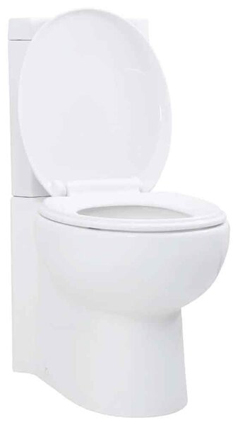 Adel White Close Coupled Corner Toilet - Soft Close Seat