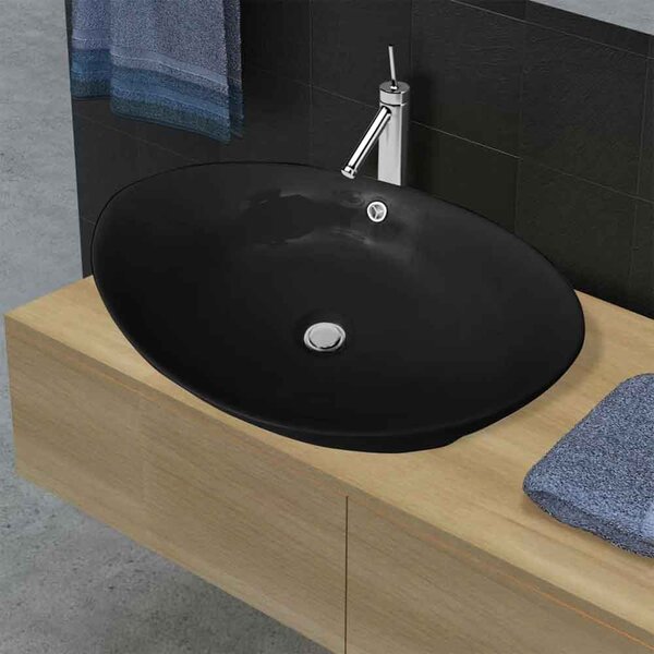 Abilene Oval Countertop Basin Without Waste 590mm Wide 0TH - Black