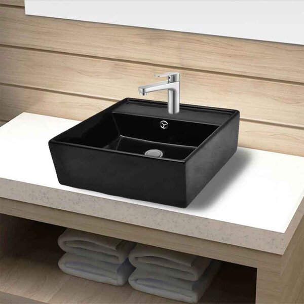 Aberdeen Square Countertop Basin Without Waste 410mm Wide 1TH - Black
