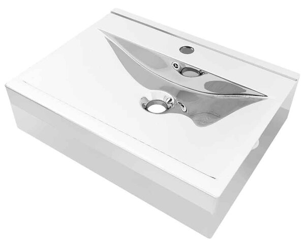 Abingdon Rectnagular Countertop Basin Without Waste 600mm Wide 1TH - Silver