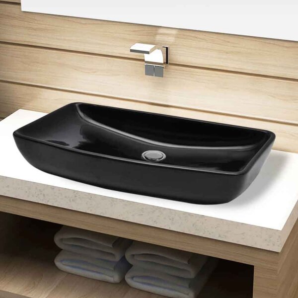 Alexandria Rectnagular Countertop Basin Without Waste 710mm Wide 1TH - Black