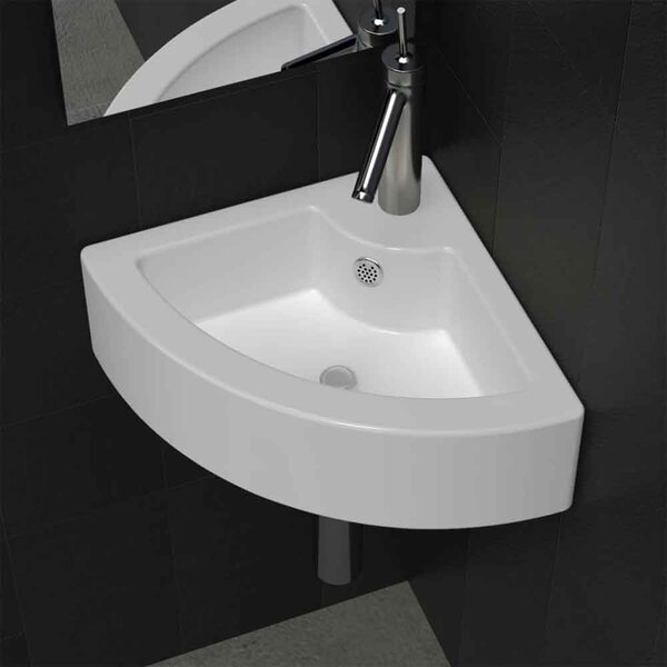 Alpharetta Wall Hung Corner Basin Without Waste 450mm Wide 1TH - White