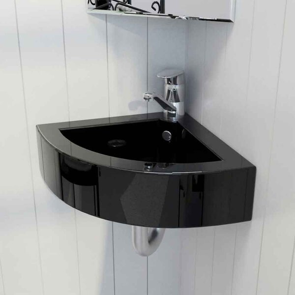 Alpharetta Wall Hung Corner Basin Without Waste 450mm Wide 1TH - Black