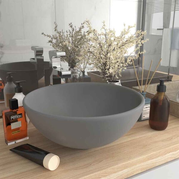 Albuquerque Round Countertop Basin Without Waste 325mm Wide 0TH - Light Grey