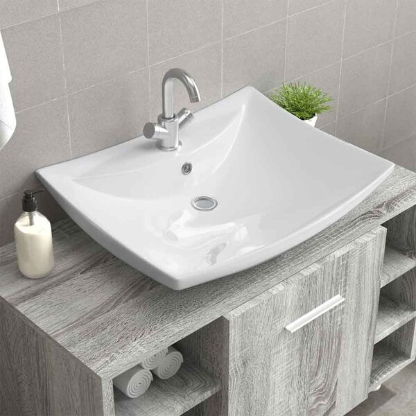 Alamosa Rectangular Countertop Basin Without Waste 600mm Wide 1TH - White
