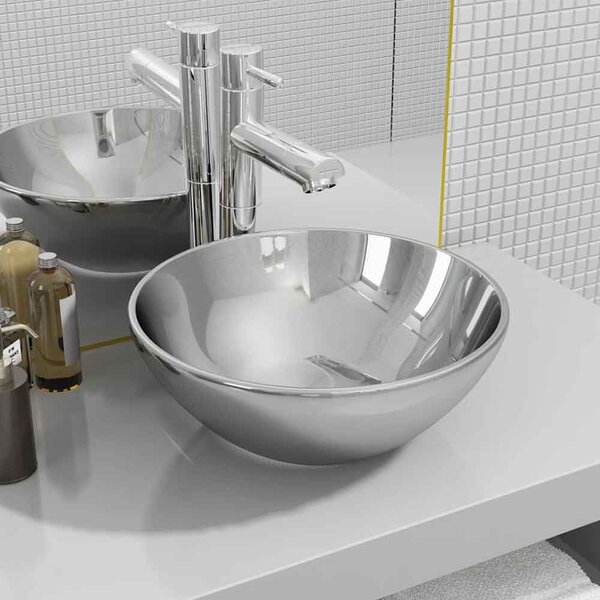 Alamosa Round Countertop Basin Without Waste 325mm Wide 0TH - Silver
