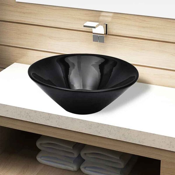 Alpharetta Round Countertop Basin Without Waste 420mm Wide 0TH - Black