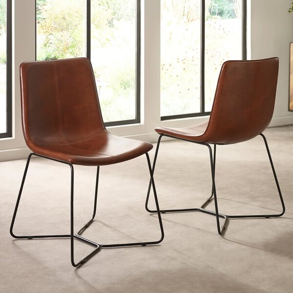 Kerrville Brown PU Leather Dining Chairs - Pair