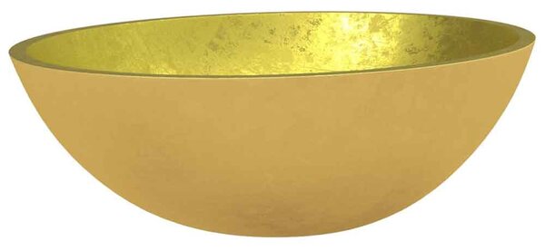Tacoma Oval Countertop Basin Without Waste 500mm Wide 0TH - Gold Glass