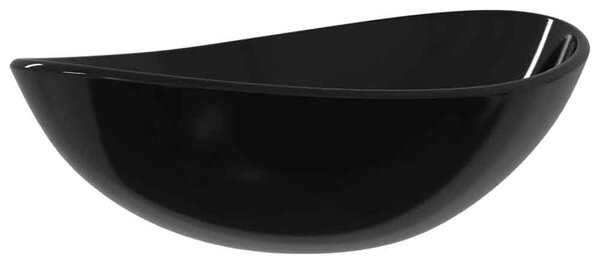 Tacoma Oval Countertop Basin Without Waste 545mm Wide 0TH - Black Glass