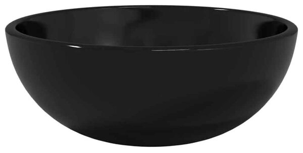 Tacoma Round Countertop Basin Without Waste 300mm Wide 0TH - Black Glass
