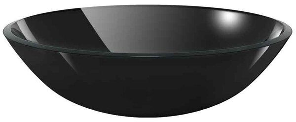 Tacoma Round Countertop Basin Without Waste 420mm Wide 0TH - Black Glass