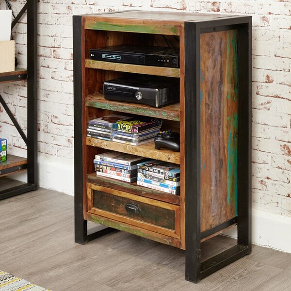 Utica Wooden Bookcase With 4 Shelves 1 Drawer In Satin Lacquer
