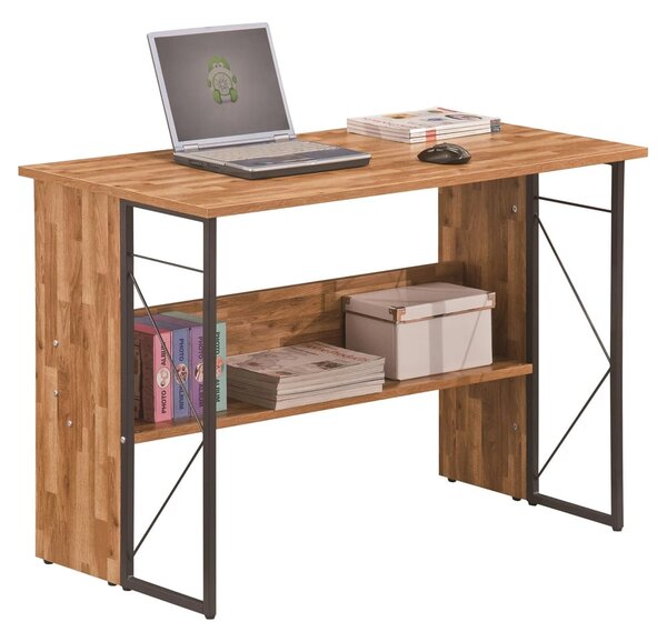 Rindge Wooden Laptop Desk With Grey Steel Frame In Walnut