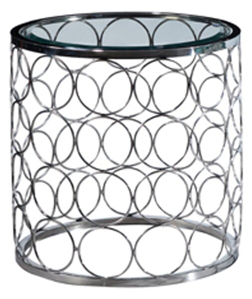 Balzac Clear Glass End Table With Stainless Steel Base