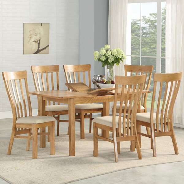 Trevino Wooden Extending Dining Table With 6 Chairs In Oak