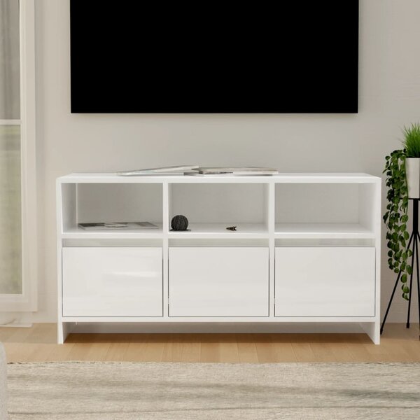 TV Cabinet High Gloss White 102x37.5x52.5 cm Engineered Wood