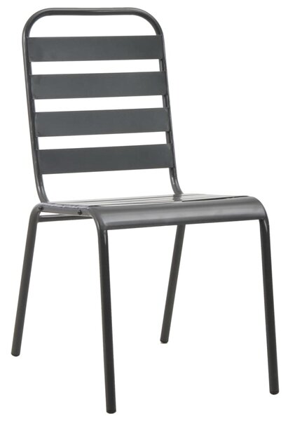 Stackable Outdoor Chairs 2 pcs Steel Grey