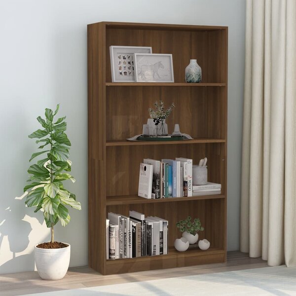 4-Tier Book Cabinet Brown Oak 80x24x142 cm Engineered Wood