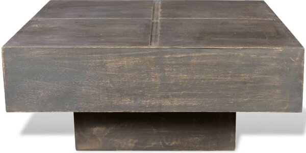 Coffee Table Dark Brown Square Solid Mango Wood