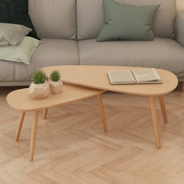 Senen Wooden Set Of 2 Coffee Tables In Brown