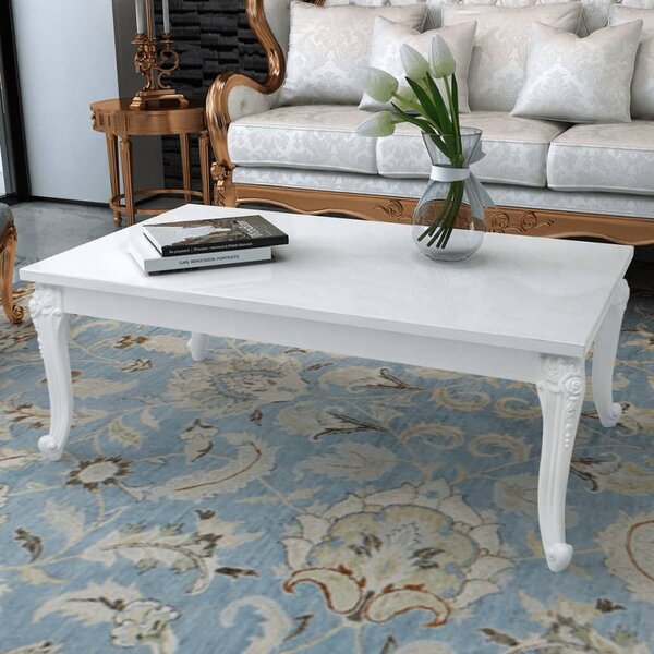 Savva Large High Gloss Coffee Table In White
