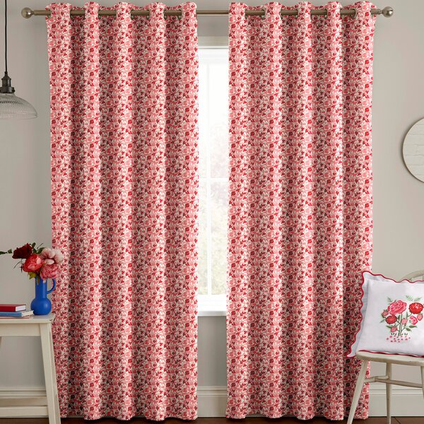 Cath Kidston Marble Hearts Ditsy Made to Measure Curtain Red