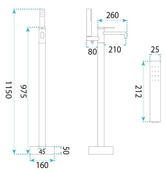 Free-standing faucet Rea Venti Brush Copper