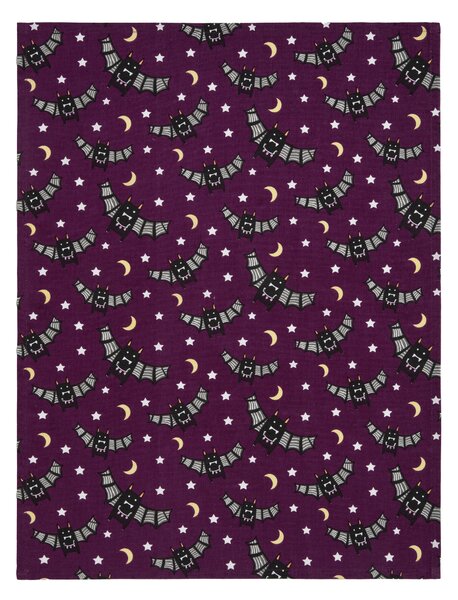 Bat Cotton Tea Towel Purple