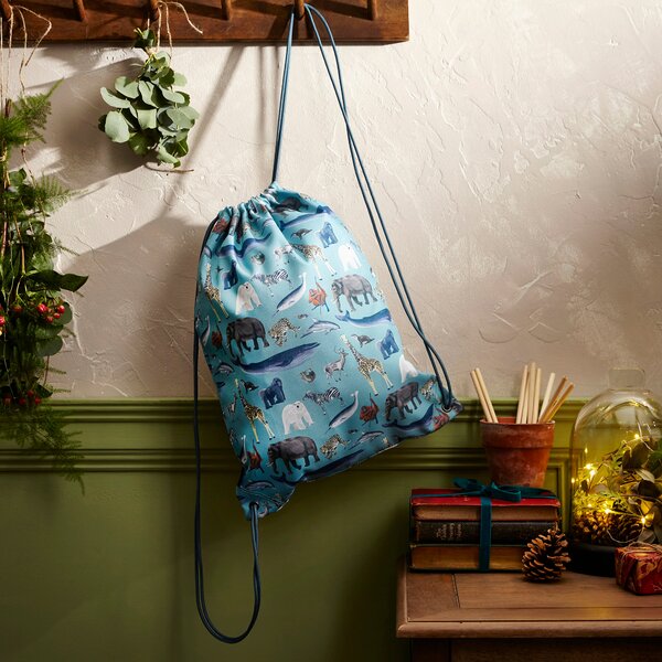 Mammals Blue Drawstring Bag Blue