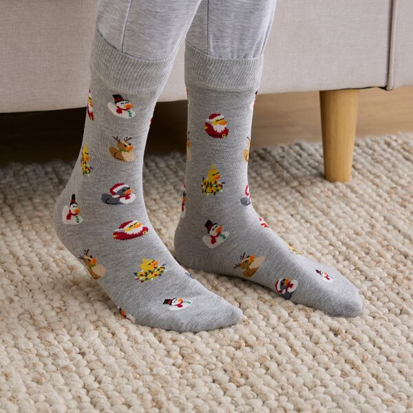 Pack of 2 Christmas Duck Mens Cotton Socks