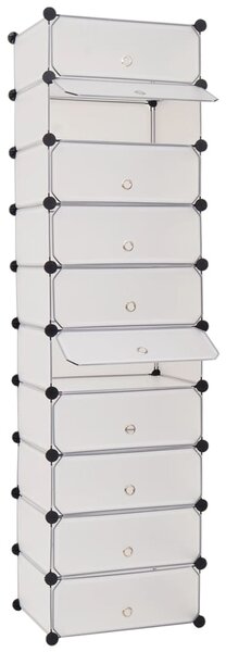 Interlocking Shoe Organiser with 10 Compartments White