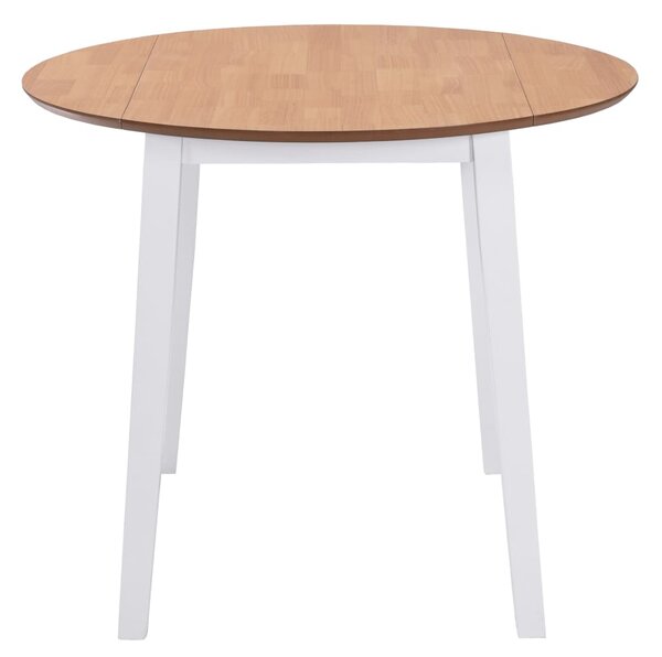 Drop-leaf Dining Table Round MDF White