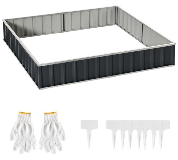 Outsunny Metal Raised Garden Bed, DIY Large Steel Planter Box, No Bottom w/ A Pairs of Glove for Backyard, Vegetables, Herbs, 258cmx90cm Aosom UK