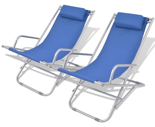 Reclining Deck Chairs 2 pcs Steel Blue