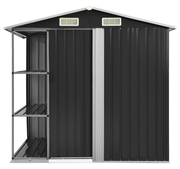 Garden Shed with Rack Anthracite 205x130x183 cm Iron