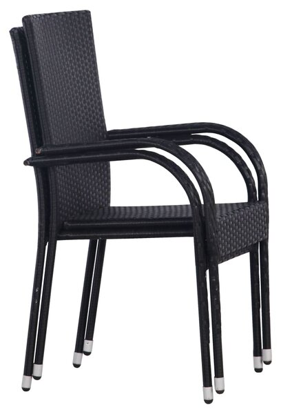 Stackable Outdoor Chairs 2 pcs Poly Rattan Black