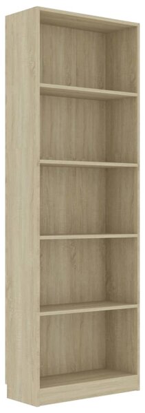 5-Tier Book Cabinet Sonoma Oak 60x24x175 cm Engineered Wood