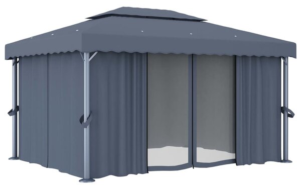 Gazebo with Curtain 4x3 m Anthracite Aluminium