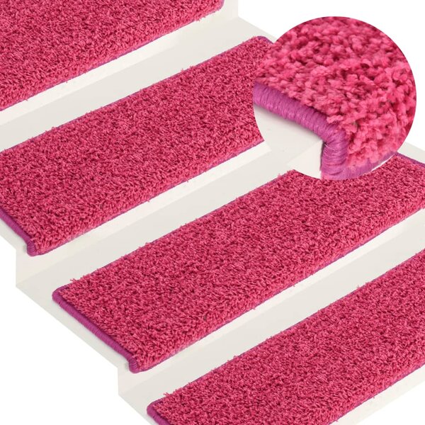 Carpet Stair Treads 15 pcs 65x21x4 cm Pink