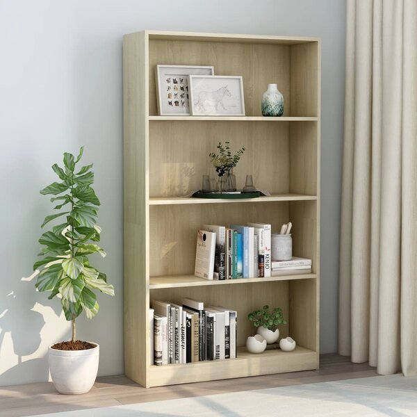 4-Tier Book Cabinet Sonoma Oak 80x24x142 cm Engineered Wood