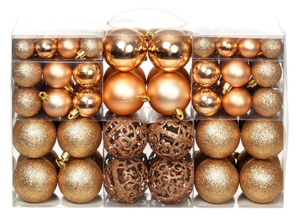 100 Piece Christmas Ball Set 3/4/6 cm Rose/Gold