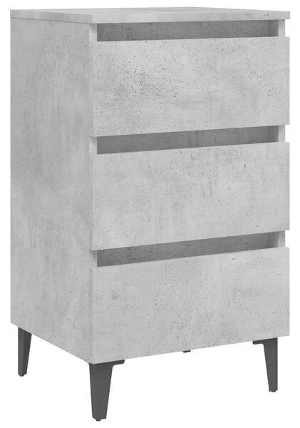 Bed Cabinet with Metal Legs Concrete Grey 40x35x69 cm