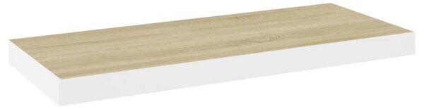 Floating Wall Shelf Oak and White 60x23.5x3.8 cm MDF