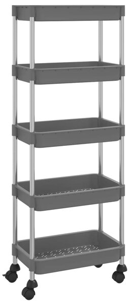 5-Tier Kitchen Trolley Grey 42x29x128 cm Iron and ABS