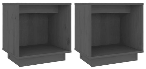 Bedside Cabinets 2 pcs Grey 40x30x40 cm Solid Wood Pine