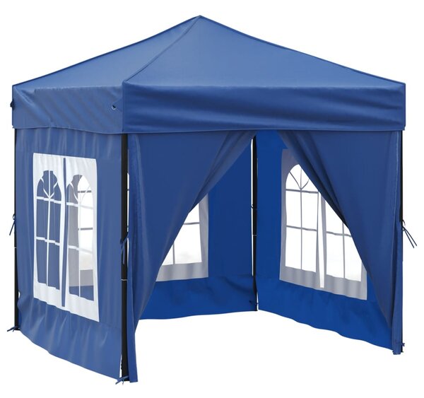 Folding Party Tent with Sidewalls Blue 2x2 m